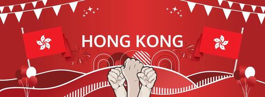 Hong Kong 1 October celebration banner. Modern National Day greeting with colorful background, perfect for events, travel ads, and digital promotions vector