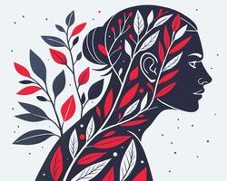 Abstract Silhouette with Leaf Motif Suggesting Growth and Harmony vector