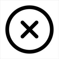 A unique black and white image of an x in a circle in white background vector
