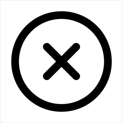 A unique black and white image of an x in a circle in white background