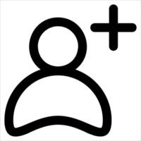 A unique black and white icon of a person with a plus sign in white background vector
