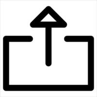 A unique black and white icon of a box with an arrow pointing up in white background vector