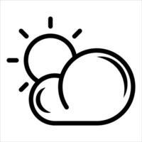 A unique black and white icon of a sun and cloud in white background vector