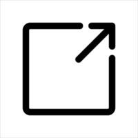 A unique black and white icon of a square with a arrow pointing up in white background vector