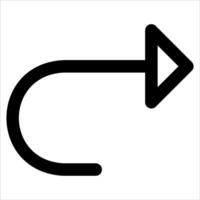 A new unique black and white icon of a curved arrow in white background vector
