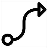 A unique black and white icon of a curved arrow in white background vector