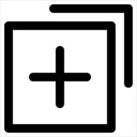 A unique black and white icon of a plus sign in white background vector