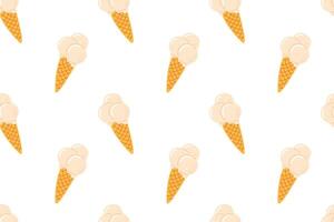 Fun ice cream cone pattern on a clean white background for summer-themed design vector