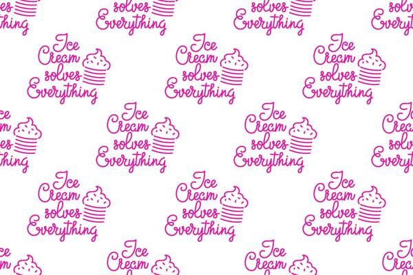 Sweet treat pattern featuring playful slogan about ice cream solving problems