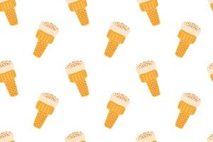 Sweet treat pattern featuring colorful ice cream cones on a white background vector