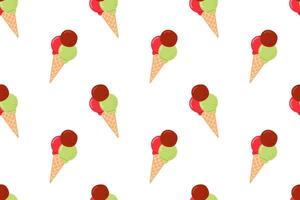 Colorful ice cream cones placed on a white background for a playful and fun design theme vector