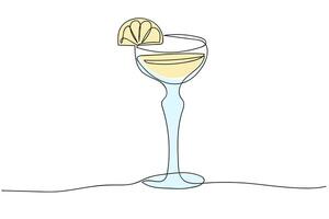 Stylish cocktail with lemon slice on the edge served in a modern glass vector