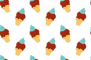 Colorful ice cream cones arranged in a playful pattern on a white background vector