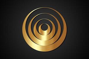 Gold Abstract geometric logo, Concentric circles element, golden color rings. Luxury icon template, business design element isolated on black background vector