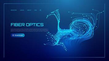 Fiber optic line light velocity abstract optical technology network design. High speed cables carry digital information through urban systems. Fluid telecom analysis forms neural backbone connections. vector