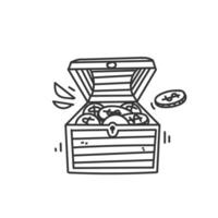 a drawing of a chest with coins inside vector