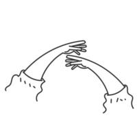 two hands reaching up to each other in a line vector
