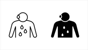 Icon set of Sweating Person with Sweat Drops, illustration on a white background.. vector