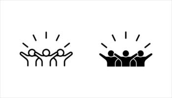 icon set of group of happy people, fun team, party, feelings of joy expression, illustration on white background.. vector
