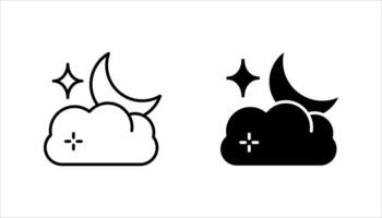 Moon Icon Set, Silhouette Style, on white background.. vector