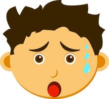 A cartoon boy with a sad face vector