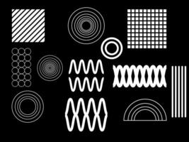 a black and white image of various shapes and lines vector