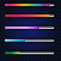 Five horizontal progress bar with gradient colors vector