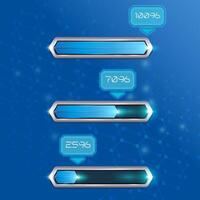 futuristic progress bars with metallic frames vector