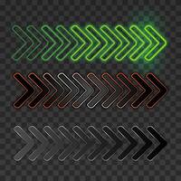 three sleek progress bars on a black background vector