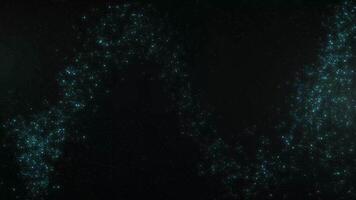 Abstract flow of sparkling star dust particles moving slowly on a black background. video