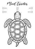A coloring page with a turtle and the words mind tracker vector