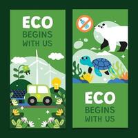 Eco Begins with us flat Vertical Banner Set vector