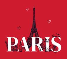 Hand drawn Paris Red Background vector