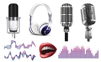 Realistic Podcast Element and Compositions Collection vector