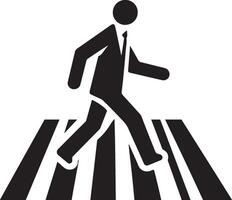 Man in a suit crossing a pedestrian crosswalk vector