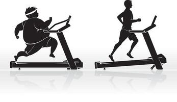 Lose Weight, Men Exercise on Treadmill vector