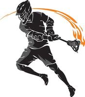Lacrosse Flame Abstract, Player Defense vector