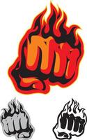 Flaming Fist Art Set vector