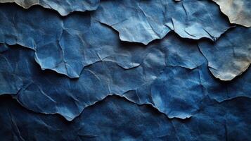 Texture of crumpled dark blue paper creating an abstract background for various creative uses photo