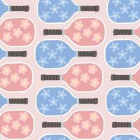 Pickleball paddle seamless pattern in pastel colors vector