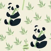 Panda and bamboo seamless pattern vector