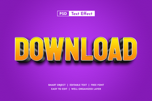 Download Button 3D Text Effect for Website UI psd