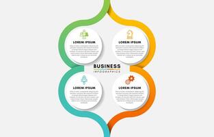 Circular infographics design template, business path with 4 steps vector