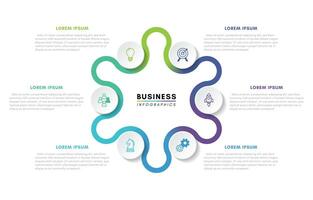 Circular infographics design template, business scheme with 6 steps vector