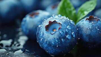 blueberries with water droplets on them photo
