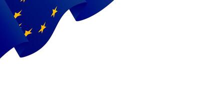European Union flag. Curved blue background with yellow stars symbolizing the European Union. Abstract composition with copy space. Design for banner, header, poster, wallpaper. vector