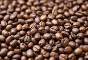 A Close-Up View of Roasted Coffee Beans in Warm Tones. photo