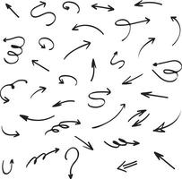 Pixel perfect icon set of hand drawn line arrows. Thin line icons flat illustrations vector