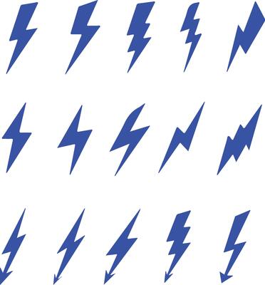Pixel perfect icon set of blue thunder lighting electric flash. Icons flat illustrations
