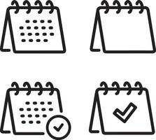 Icon set of calendar, planning, schedule, plan for future. Isolated on white or transparent background, flat illustrations, simple thin line icons vector